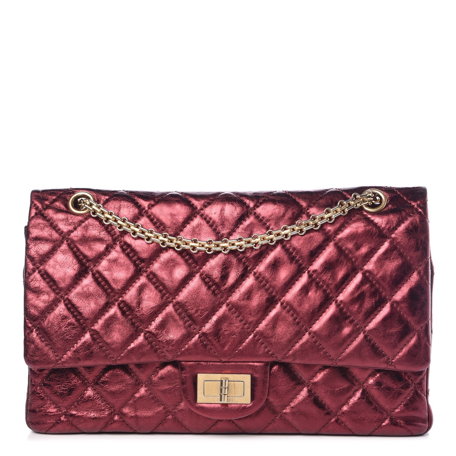 Chanel Metallic Aged Calfskin 2.55 Reissue 227 Flap Dark Red 1 of 9