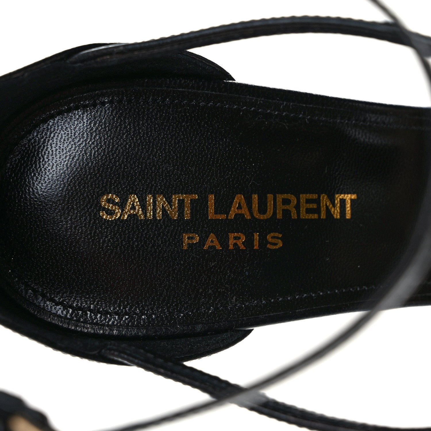 Saint Laurent Patent Cassandra 100 Ankle Strap Sandals 40 Black Gold 7 of 8