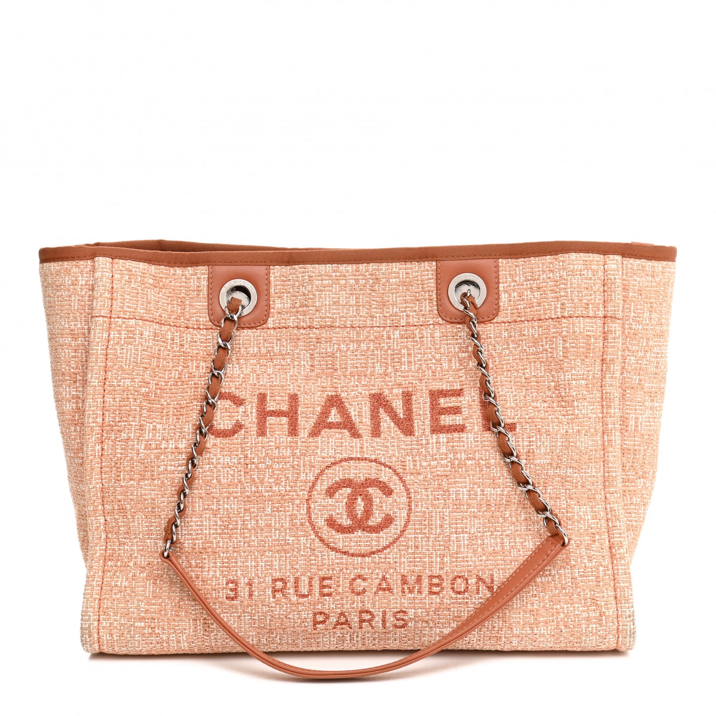 Lurex Boucle Small Deauville Tote Light Orange