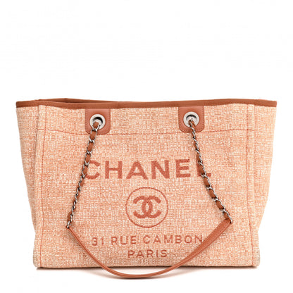 Chanel Lurex Boucle Small Deauville Tote Light Orange 1 of 11