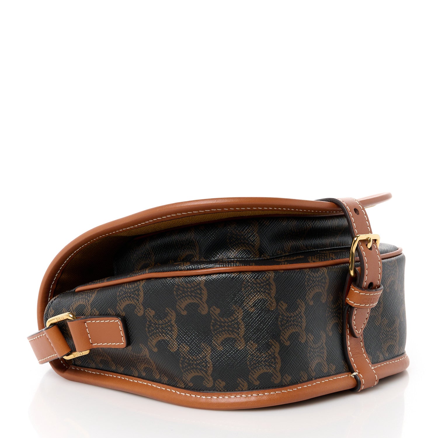 Celine Triomphe Canvas Medium Folco Bag Tan 4 of 10