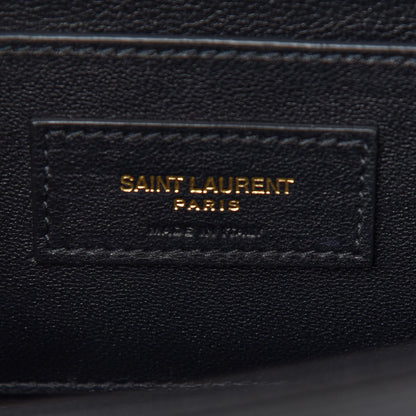Saint Laurent Box Calfskin Monogram Medium Solferino Satchel Black 6 of 9