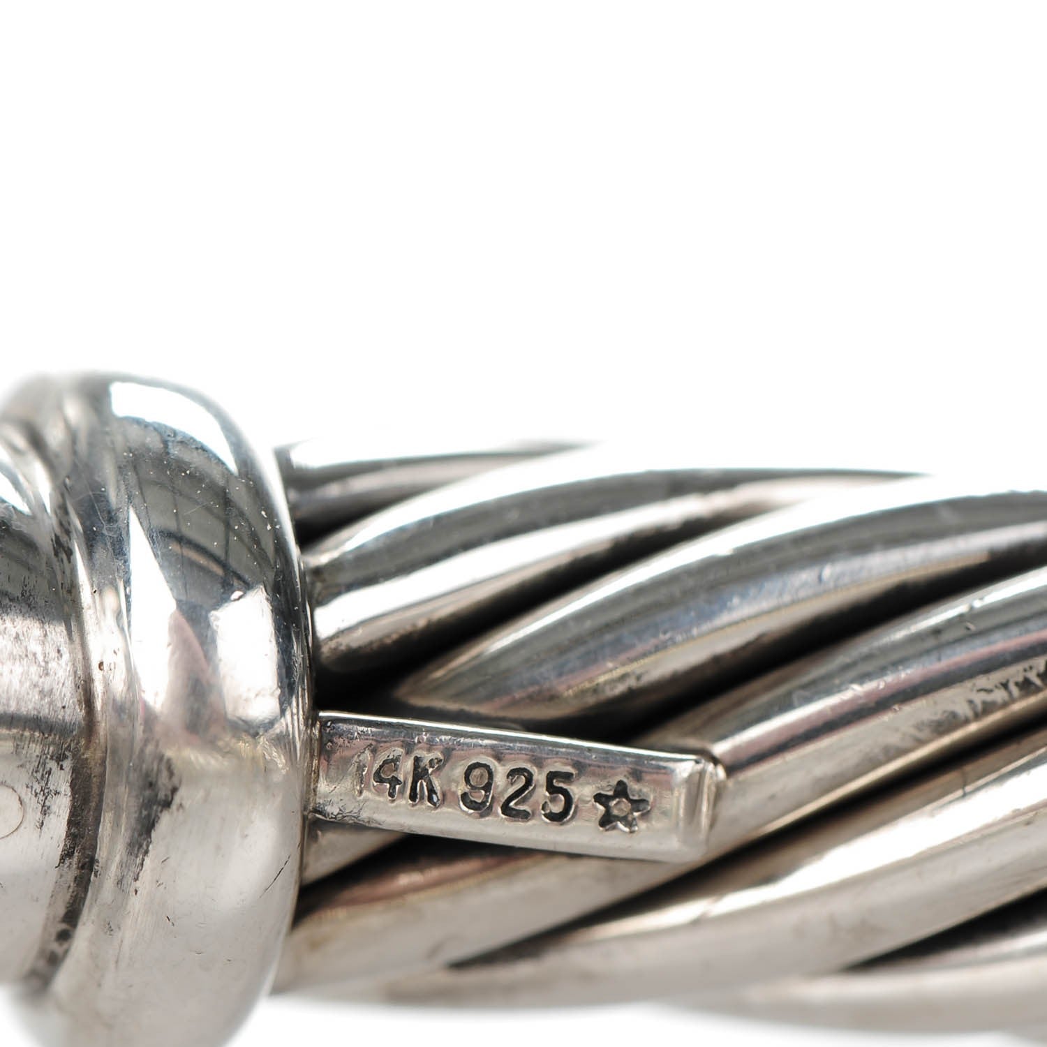 David Yurman Sterling Silver 14K Yellow Gold 10mm Metro Cable Bracelet 4 of 6