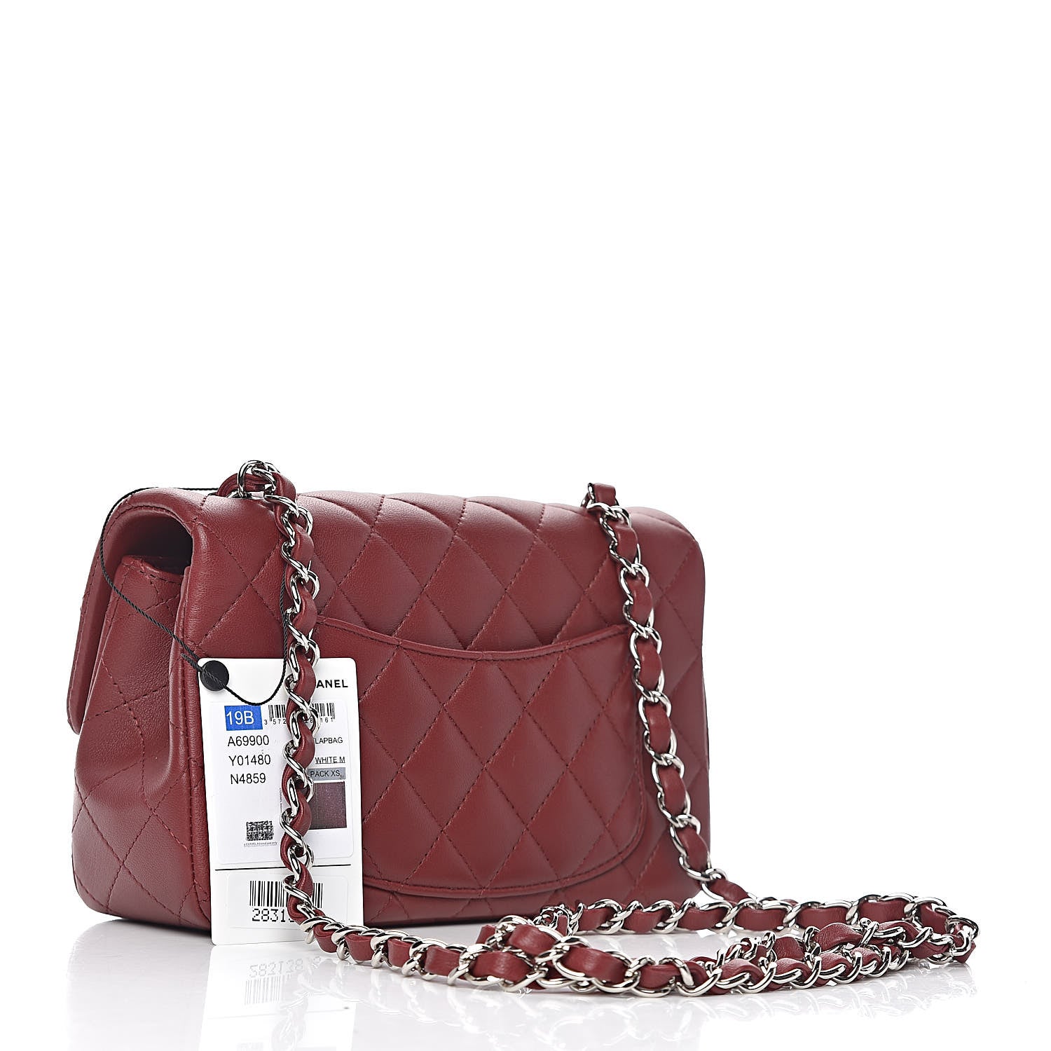 Chanel Lambskin Quilted Mini Rectangular Flap Red 3 of 12