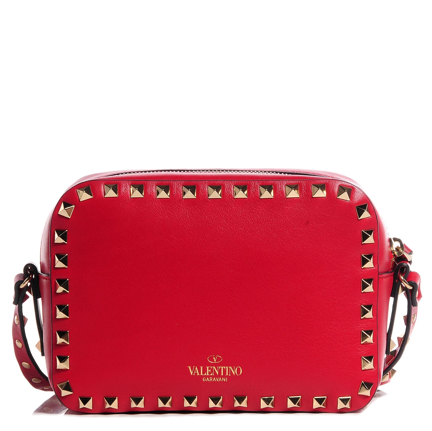 Valentino Garavani Calfskin Rockstud Camera Crossbody Bag Red 1 of 7