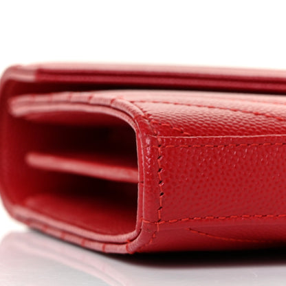 Saint Laurent Grain De Poudre Matelasse Chevron Monogram Chain Wallet Bandana Red 8 of 10
