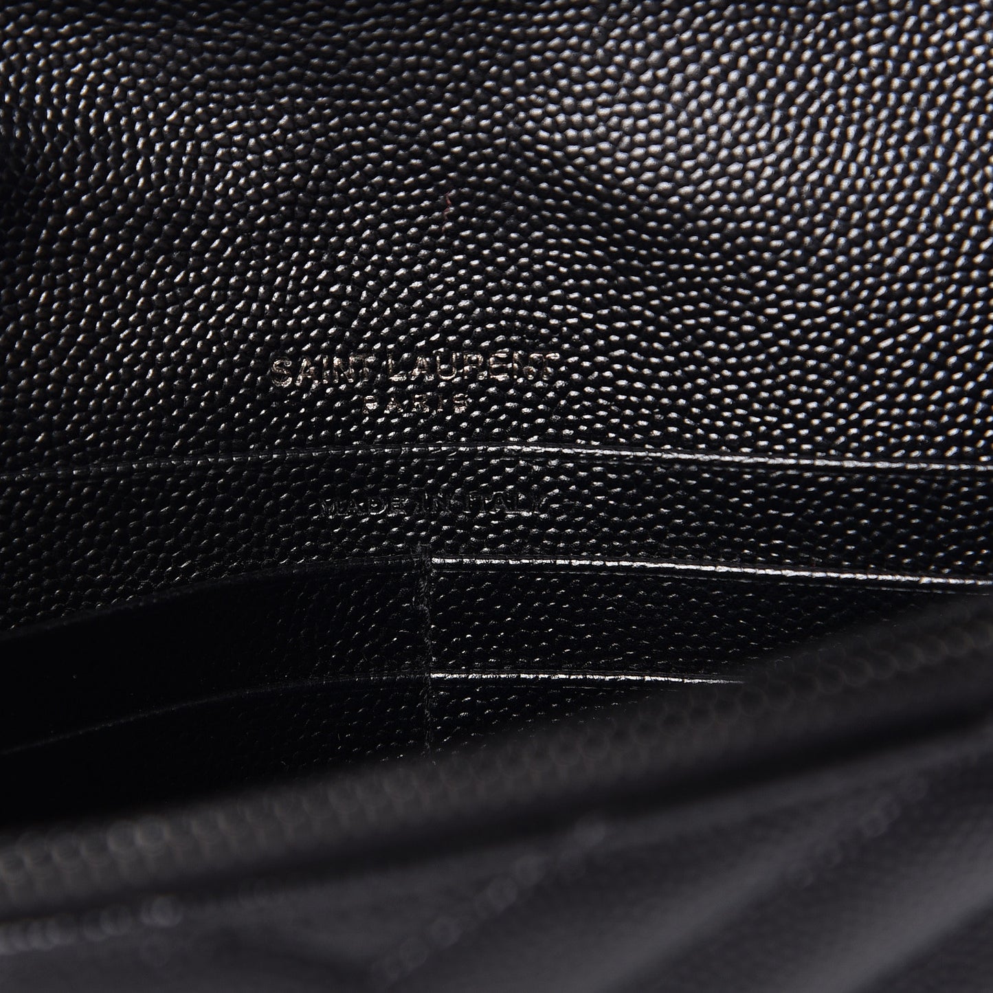 Grain De Poudre Matelasse Chevron Monogram Envelope Chain Wallet Black