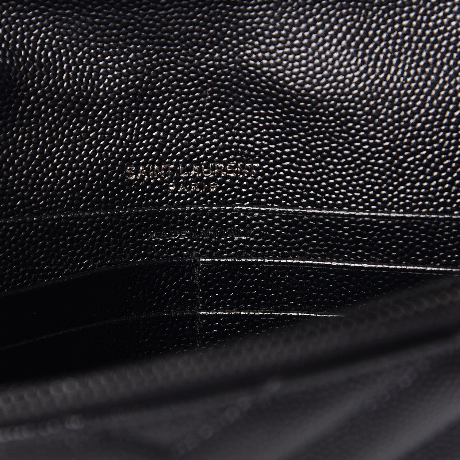Saint Laurent Grain De Poudre Matelasse Chevron Monogram Envelope Chain Wallet Black 6 of 11