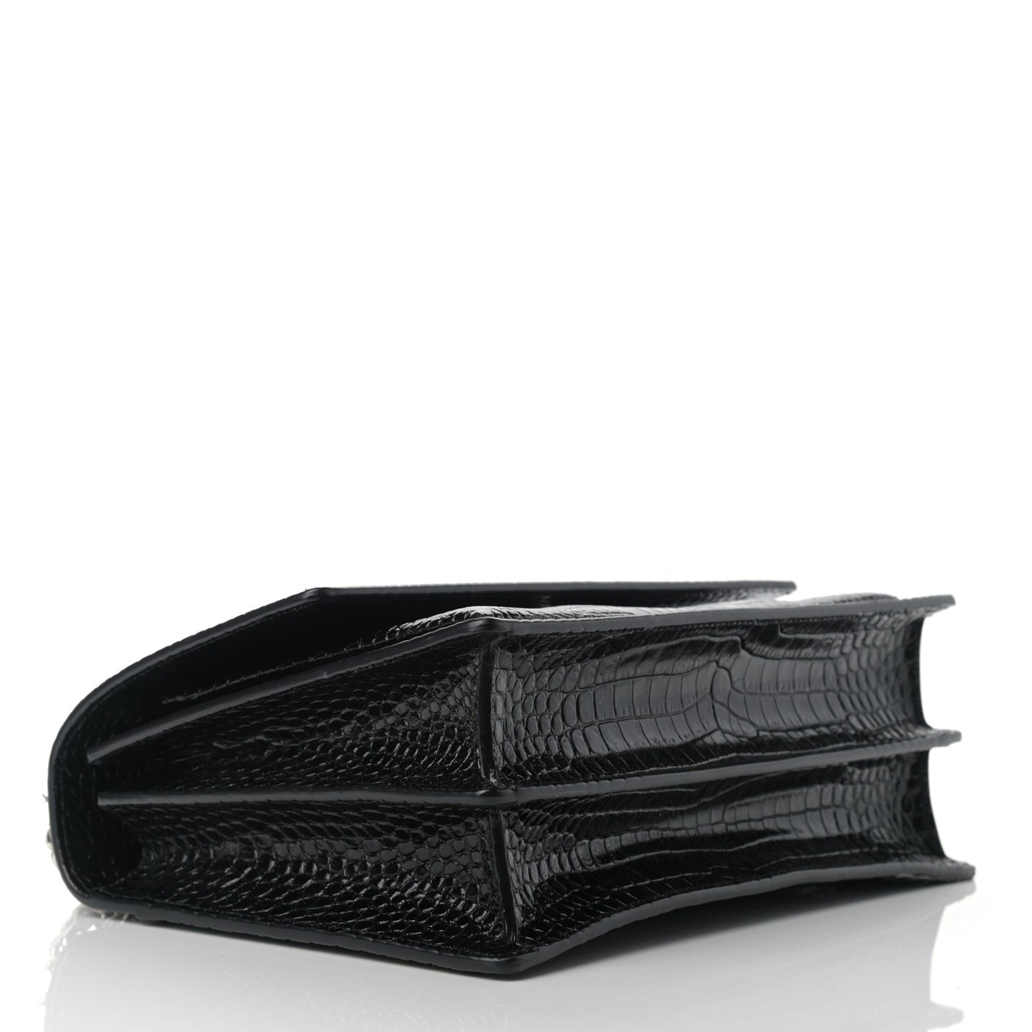 Calfskin Crocodile Embossed Large Monogram Sunset Black
