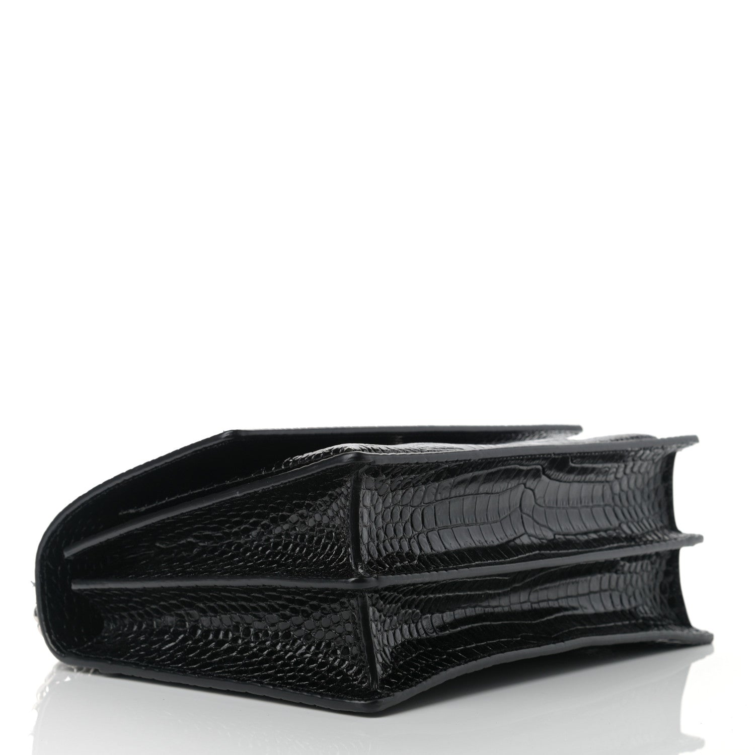 Saint Laurent Calfskin Crocodile Embossed Large Monogram Sunset Black 4 of 8
