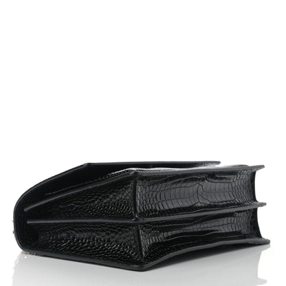 Saint Laurent Calfskin Crocodile Embossed Large Monogram Sunset Black 4 of 8