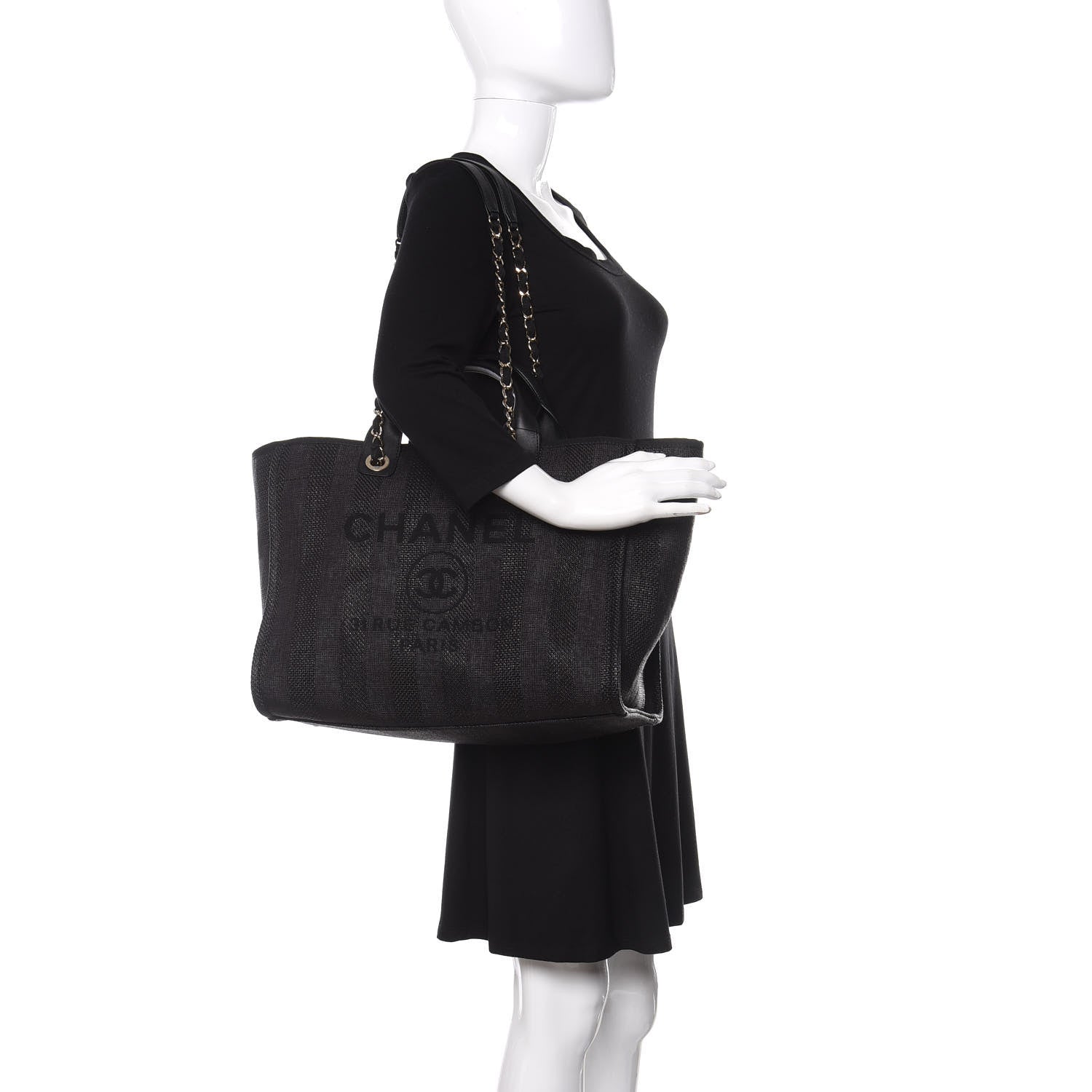Chanel Mixed Fibers Calfskin Medium Deauville Tote Black 2 of 10