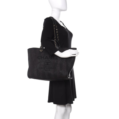 Chanel Mixed Fibers Calfskin Medium Deauville Tote Black 2 of 10