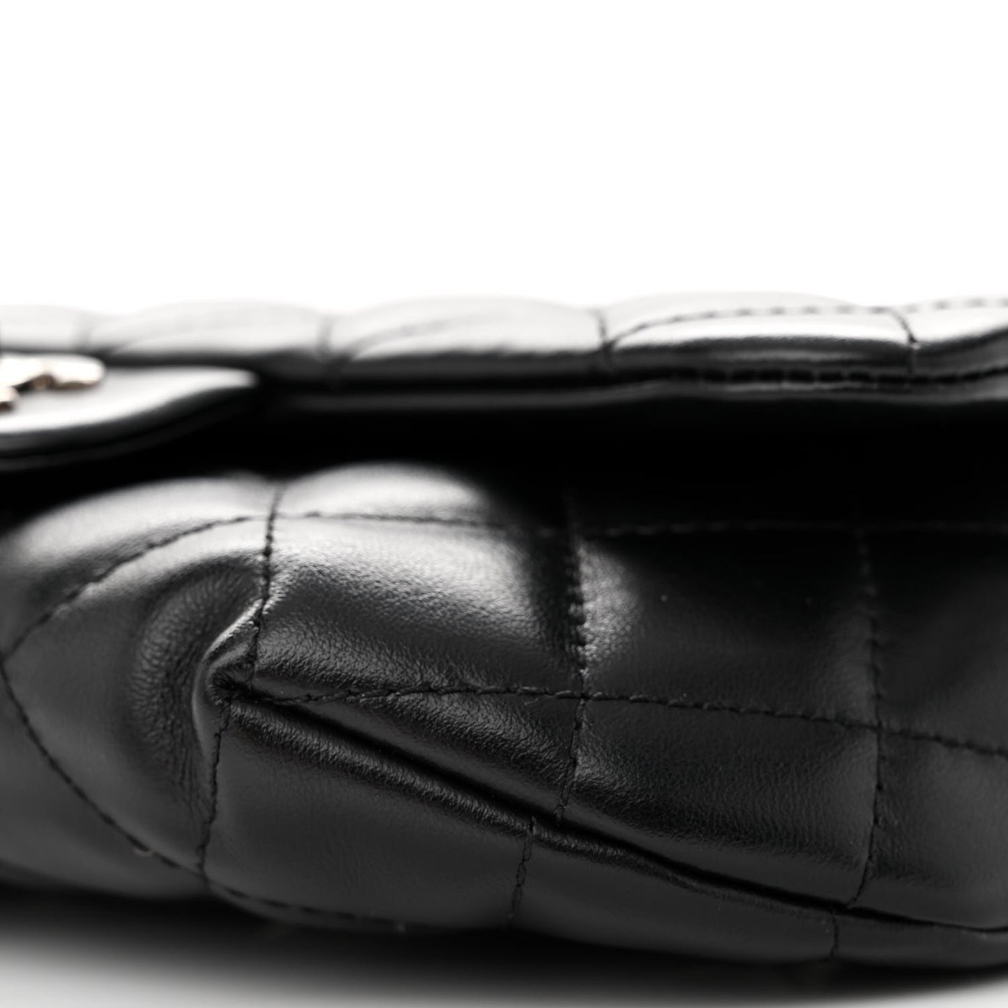 Calfskin Quilted CC Uniform Flap Belt Bag Black