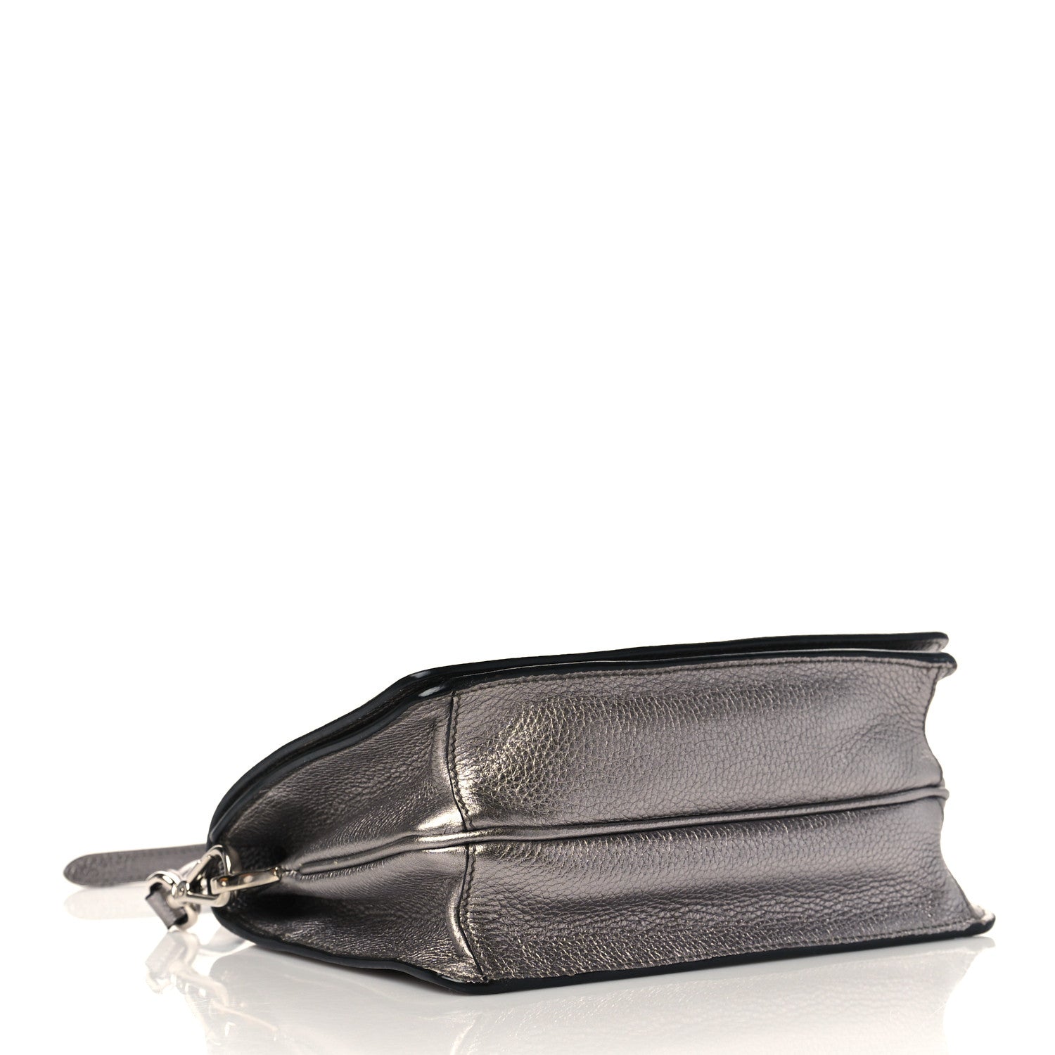 Prada Metallic Vitello Daino Flap Crossbody Cromo 4 of 9