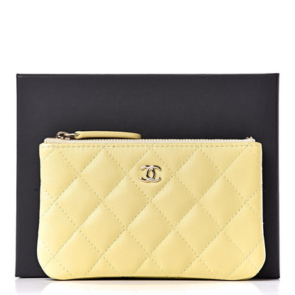 Chanel Lambskin Quilted Small Cosmetic Case Yellow 10 of 10