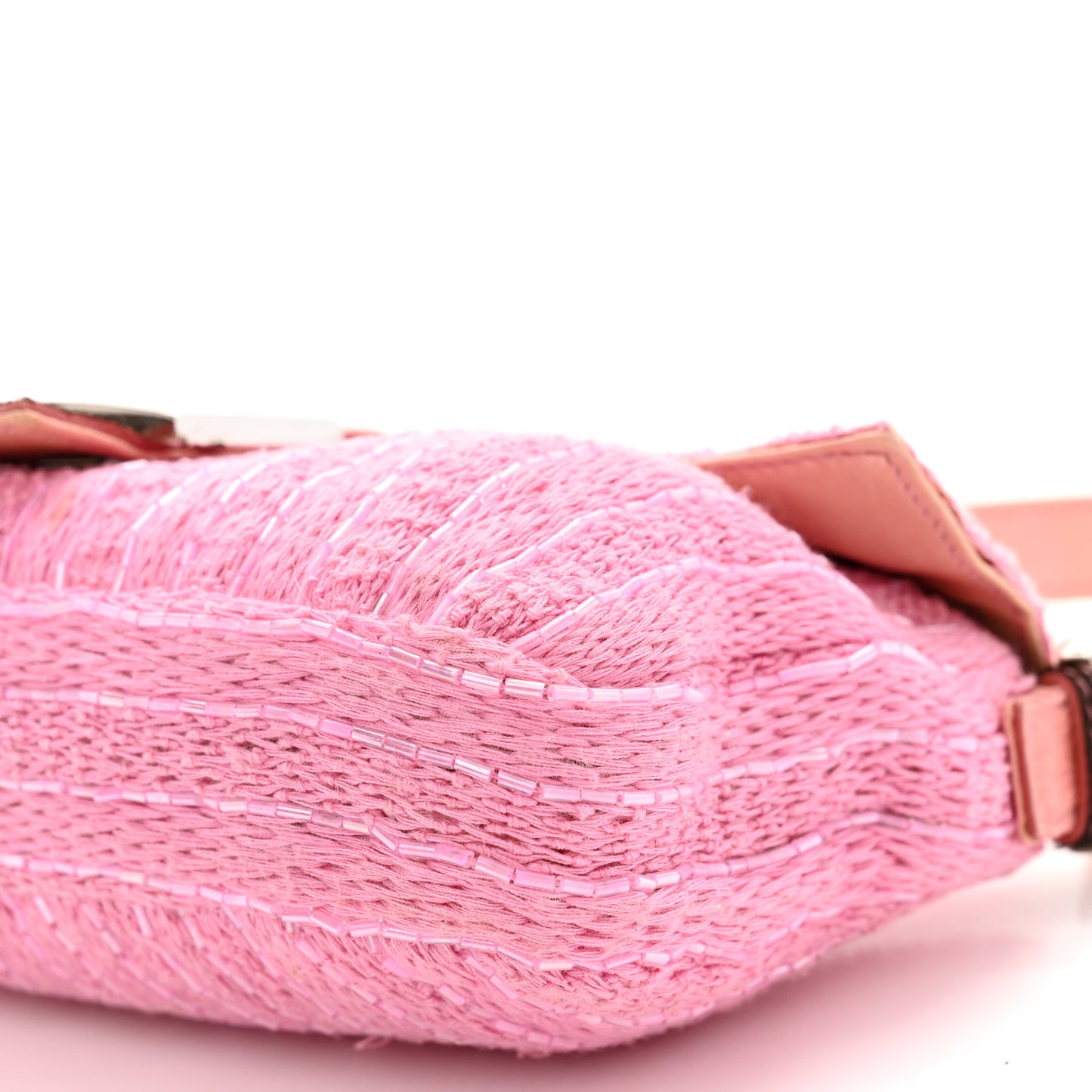 Knit Calf Hair Beaded Baguette Pink