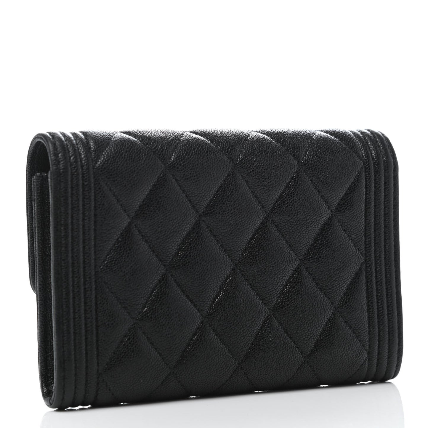 Caviar Quilted Medium Boy Flap Wallet Black