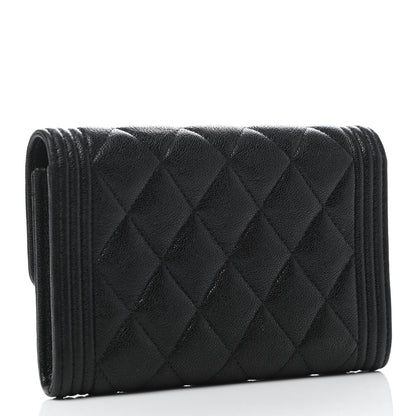 Chanel Caviar Quilted Medium Boy Flap Wallet Black 2 of 4