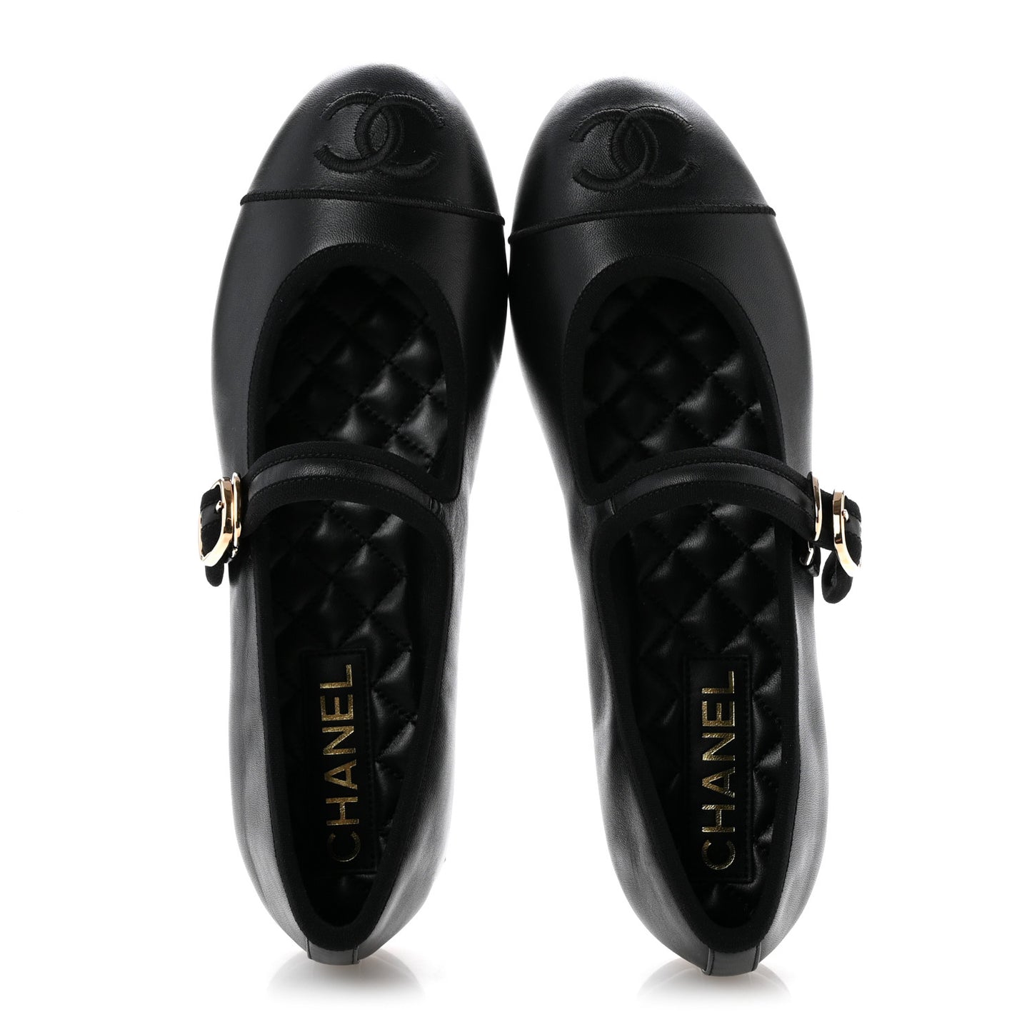 Lambskin Mary Jane Flats 38.5 Black