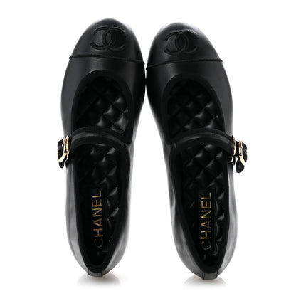 Chanel Lambskin Mary Jane Flats 38.5 Black 2 of 10