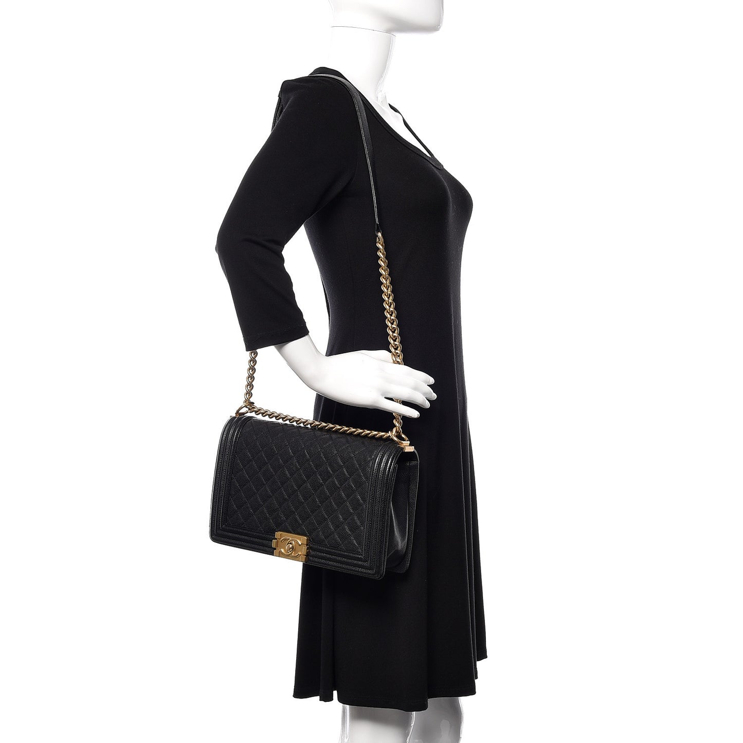 Caviar Quilted New Medium Boy Flap Black