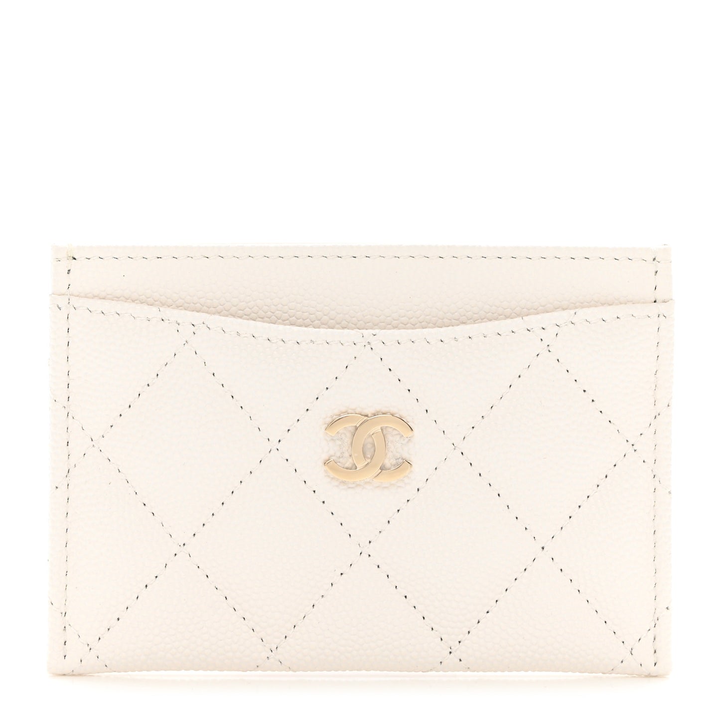 Caviar Quilted Card Holder White