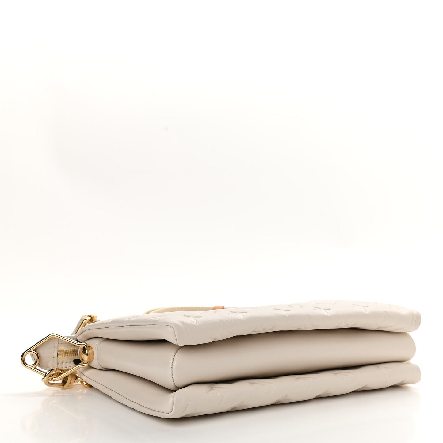 Lambskin Embossed Monogram Coussin PM Cream