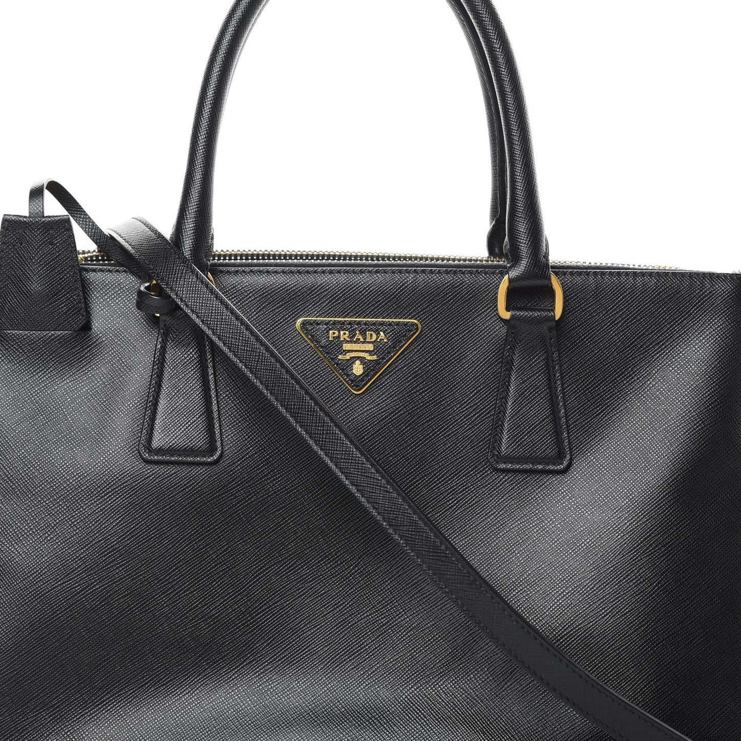 Saffiano Medium Galleria Double Zip Tote Black