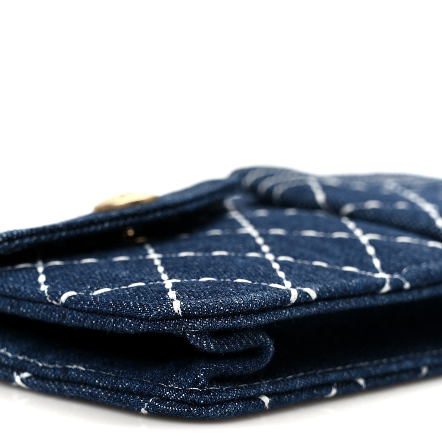 Chanel Denim Quilted Zipped Wristlet Clutch Blue 9 of 10