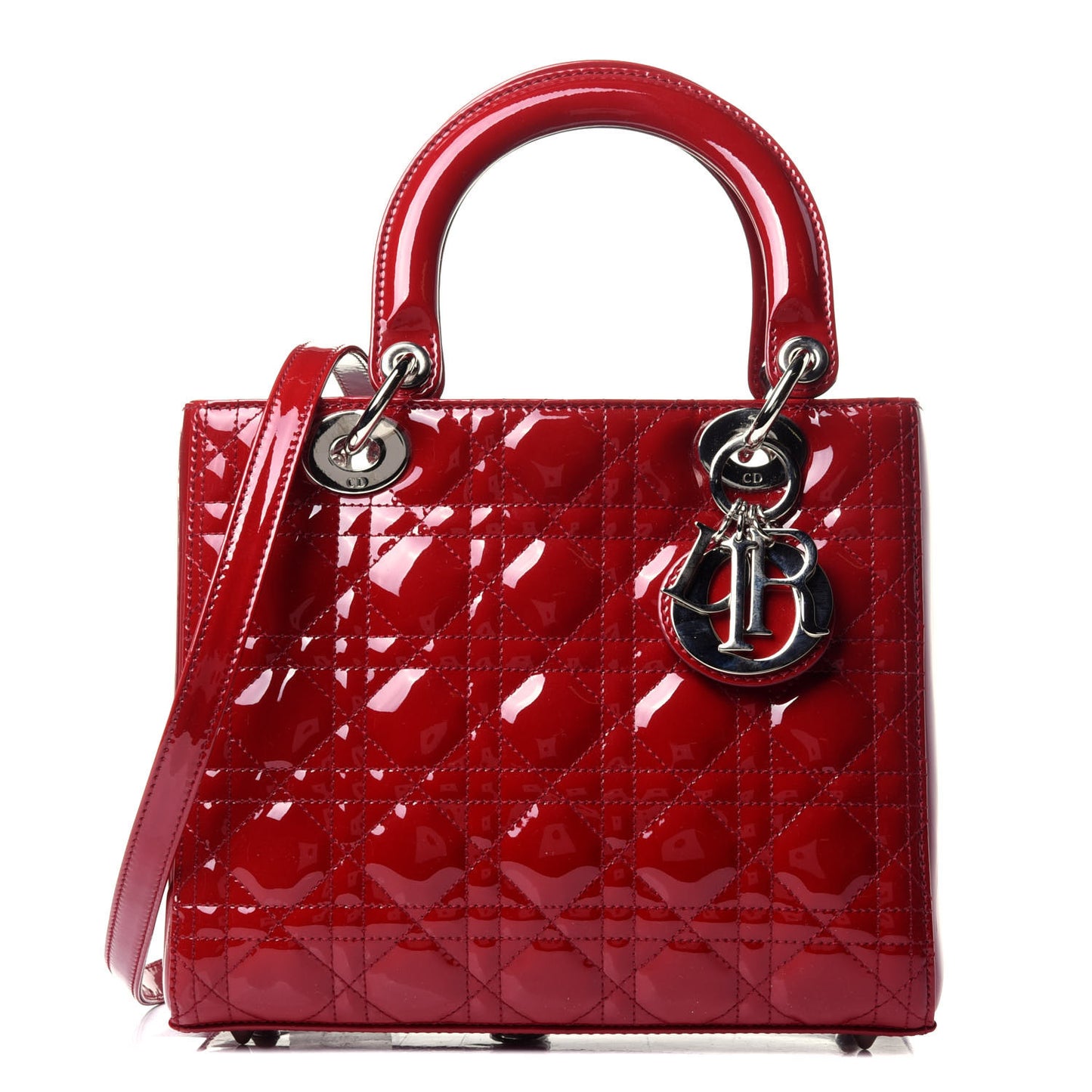 Patent Cannage Medium Lady Dior Red
