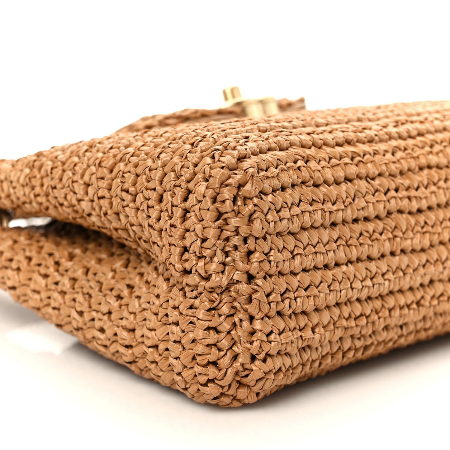 Braided Raffia Nano Kelly Flap Bag Dark Beige