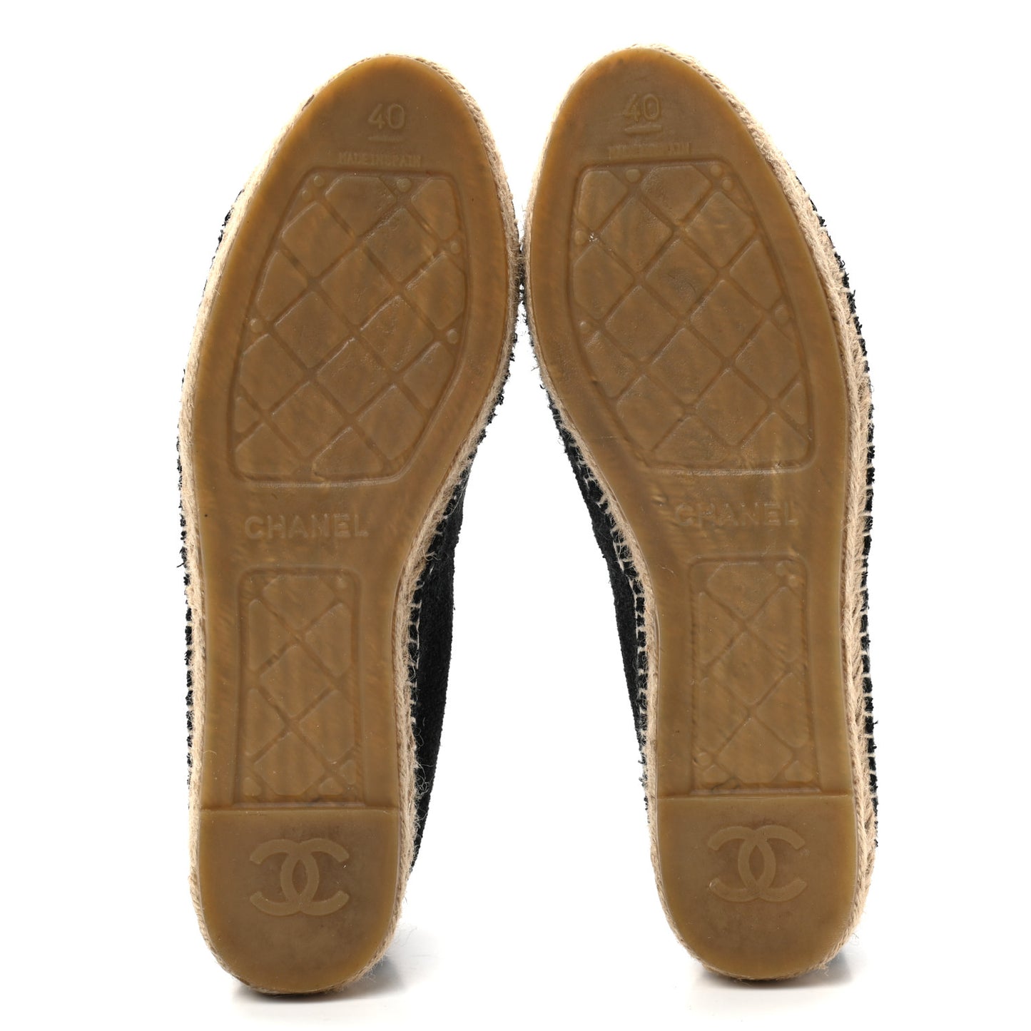 Fabric Patent Calfskin CC Espadrilles 40 Black