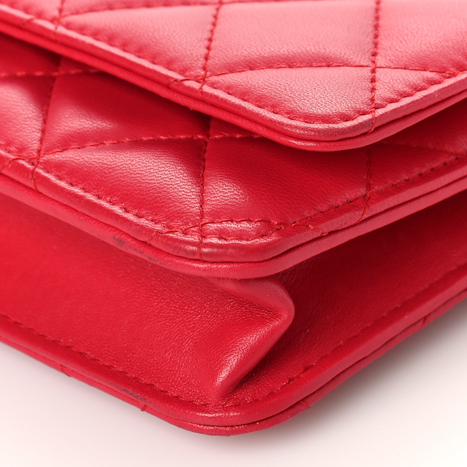 Chanel Lambskin Quilted Wallet On Chain WOC Red 9 of 9