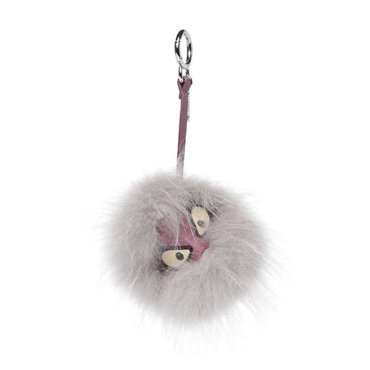 Fendi Fox Fur Jessy Jr Monster Bag Bug Charm Lilla Multicolor Perla 1 of 3