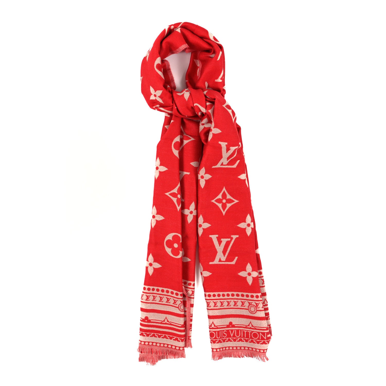 Louis Vuitton Jacquard Monogram Amazingram Stole Rouge 1 of 3