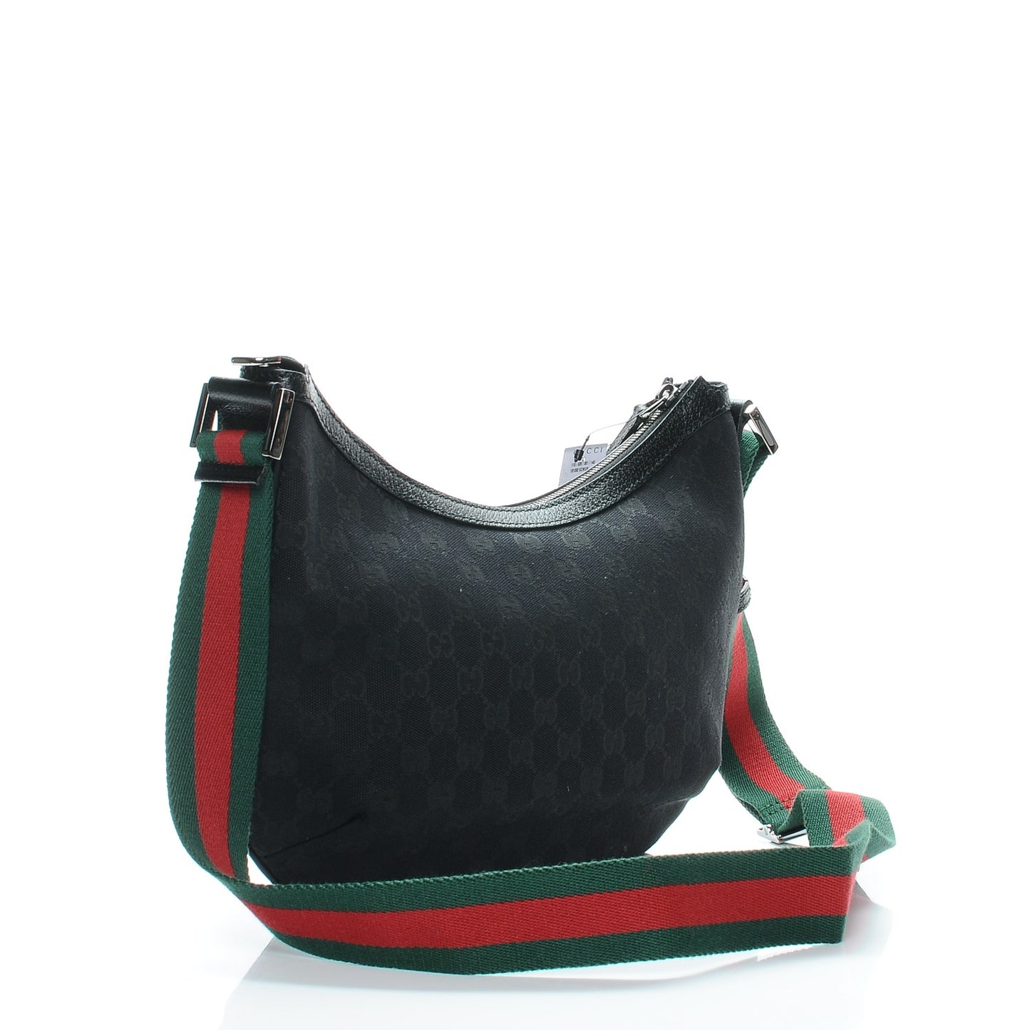 Monogram Web Medium Half Moon Hobo Black
