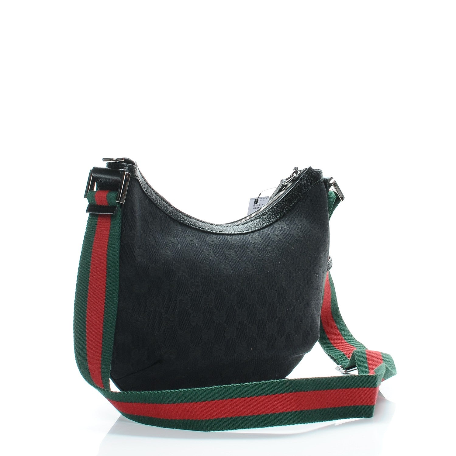 Gucci Monogram Web Medium Half Moon Hobo Black 3 of 7