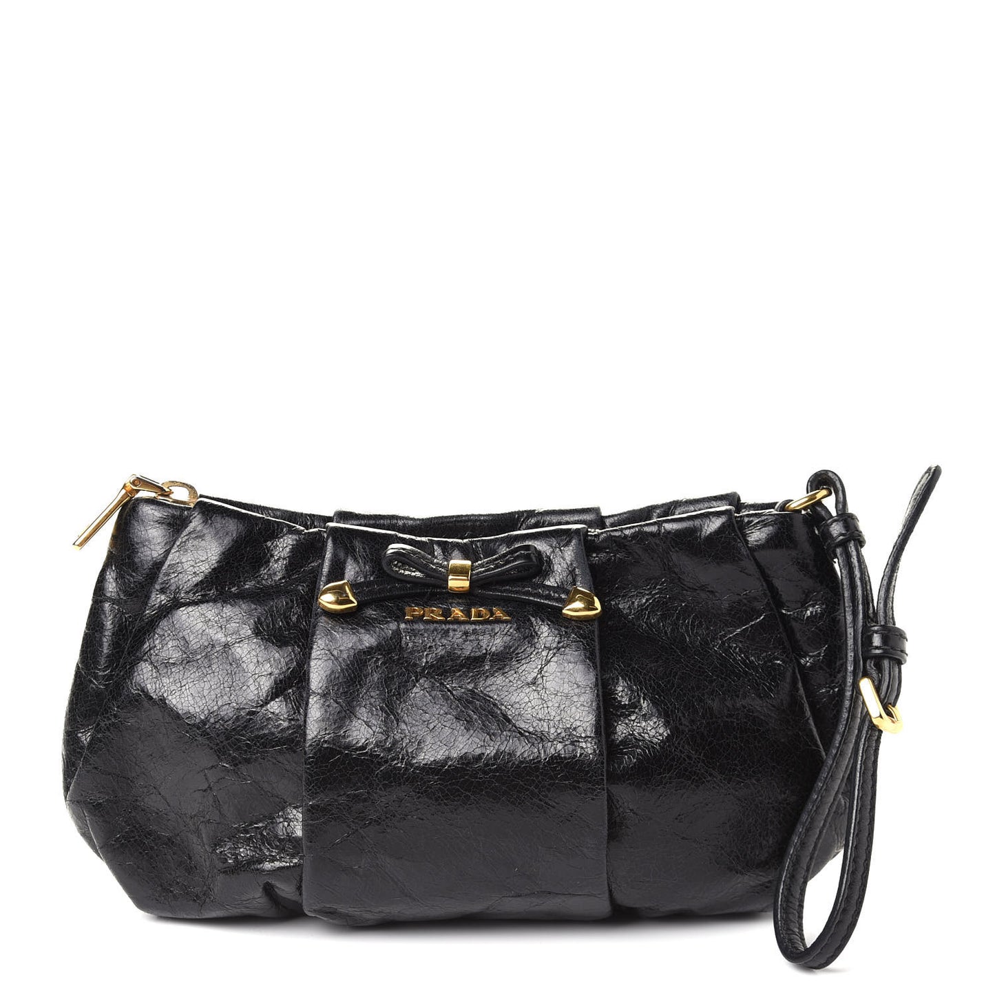 Vitello Shine Mordore Wristlet Clutch Black