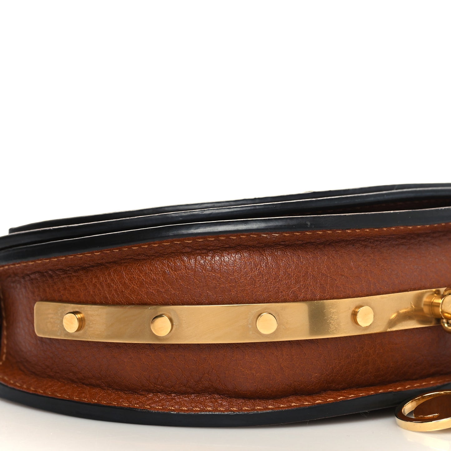 Calfskin Small Nile Bracelet Minaudiere Bag Caramel