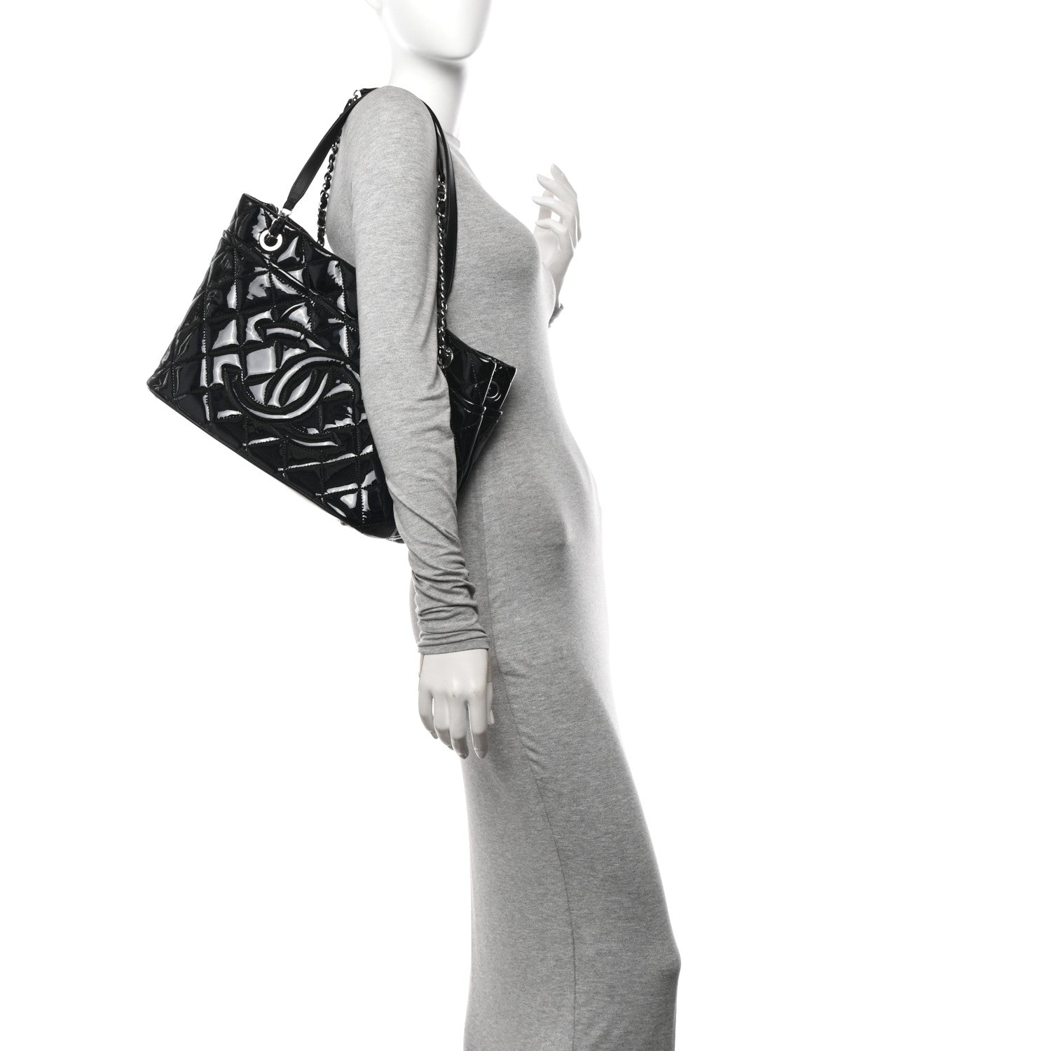 Chanel Patent Quilted Timeless CC Soft Tote Black 2 of 10