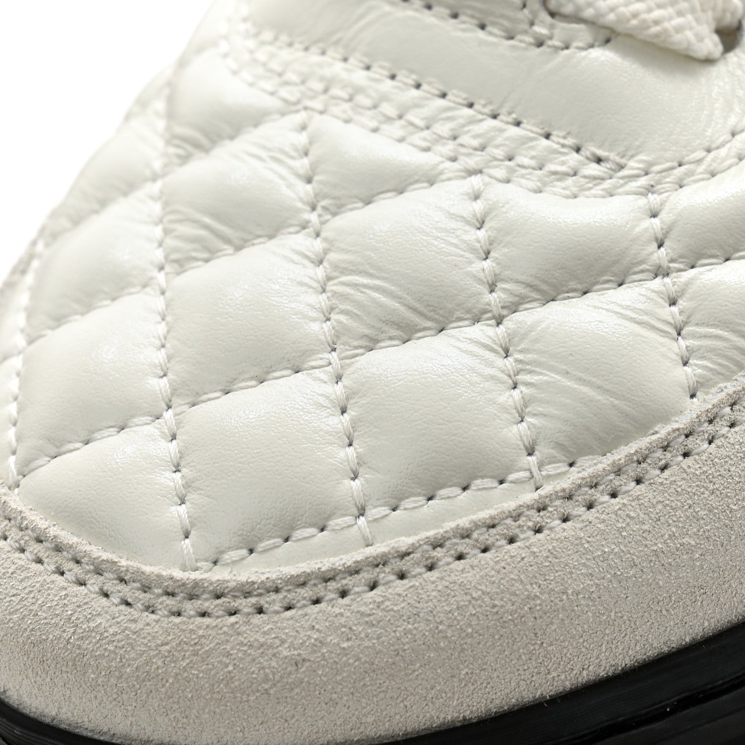 Chanel Shiny Calfskin Suede Quilted CC Logo Sneakers 36.5 White 11 of 11