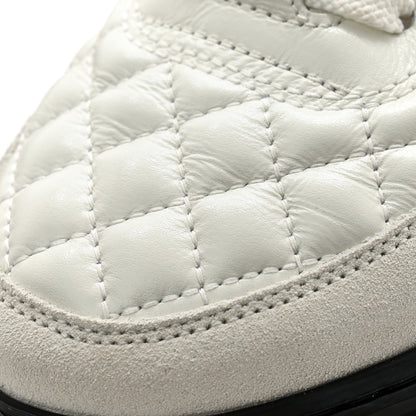 Chanel Shiny Calfskin Suede Quilted CC Logo Sneakers 36.5 White 11 of 11