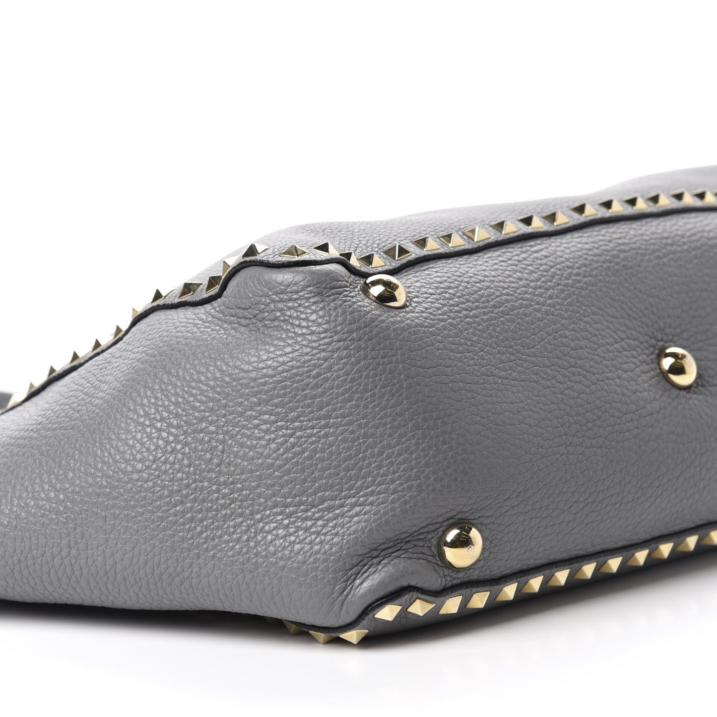 Pebbled Calfskin Medium Rockstud Tote Grey
