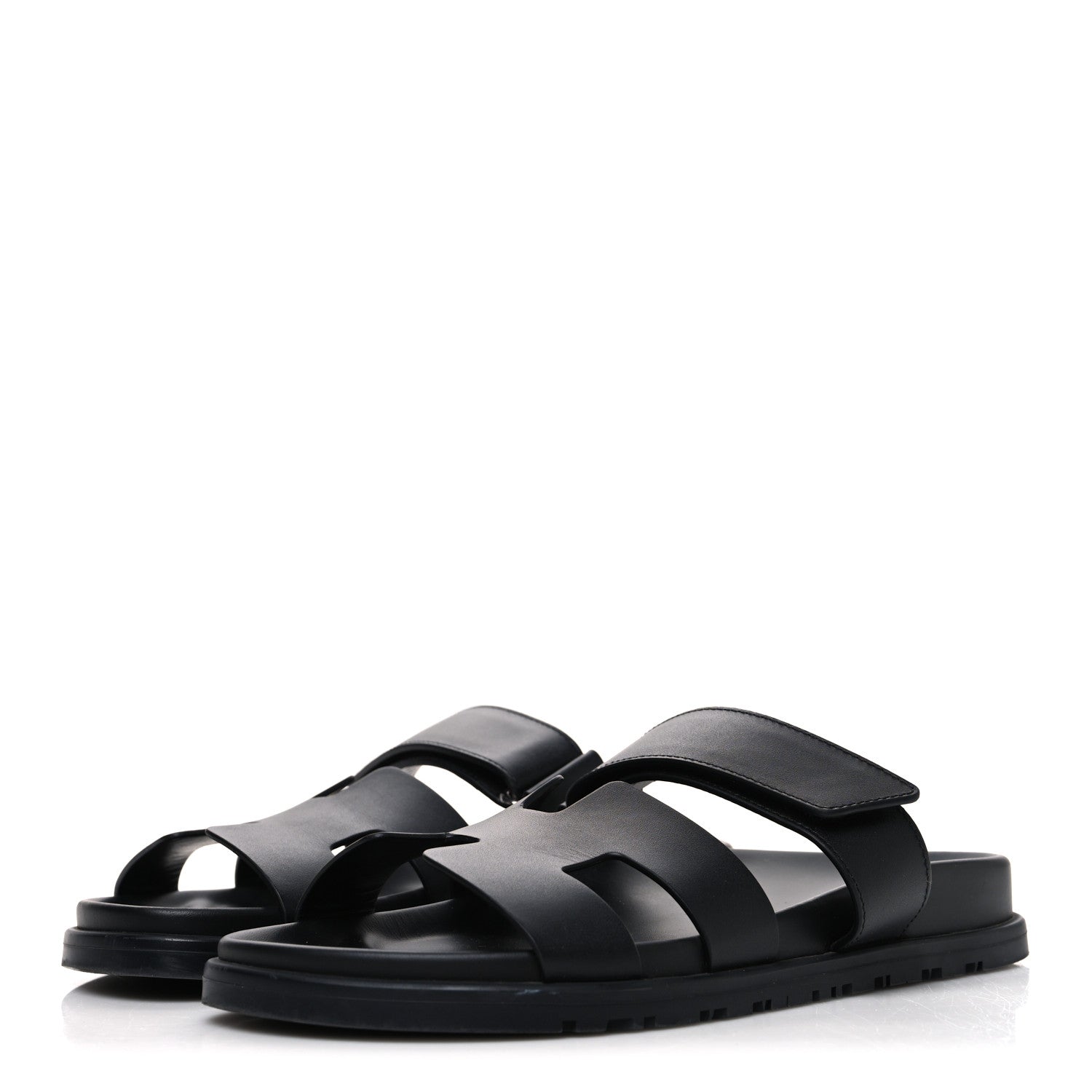 Hermes Calfskin Womens Chypre Sandals 37.5 Black 4 of 10