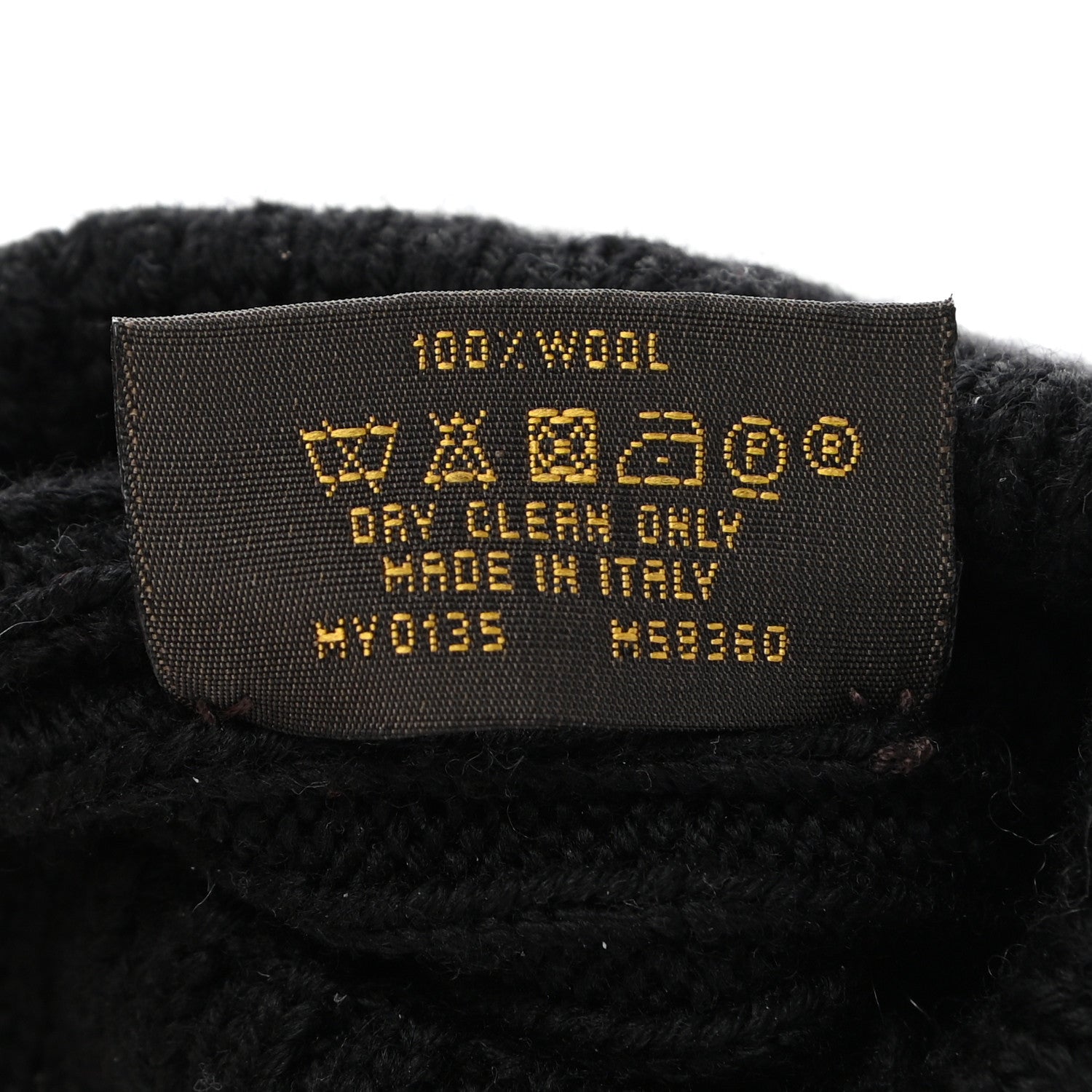 Louis Vuitton Wool Logo Gloves Black 4 of 4