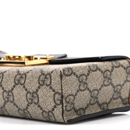 Gucci GG Supreme Monogram Calfskin Mini Padlock Top Handle Shoulder Bag Beige Black Cuir 9 of 10