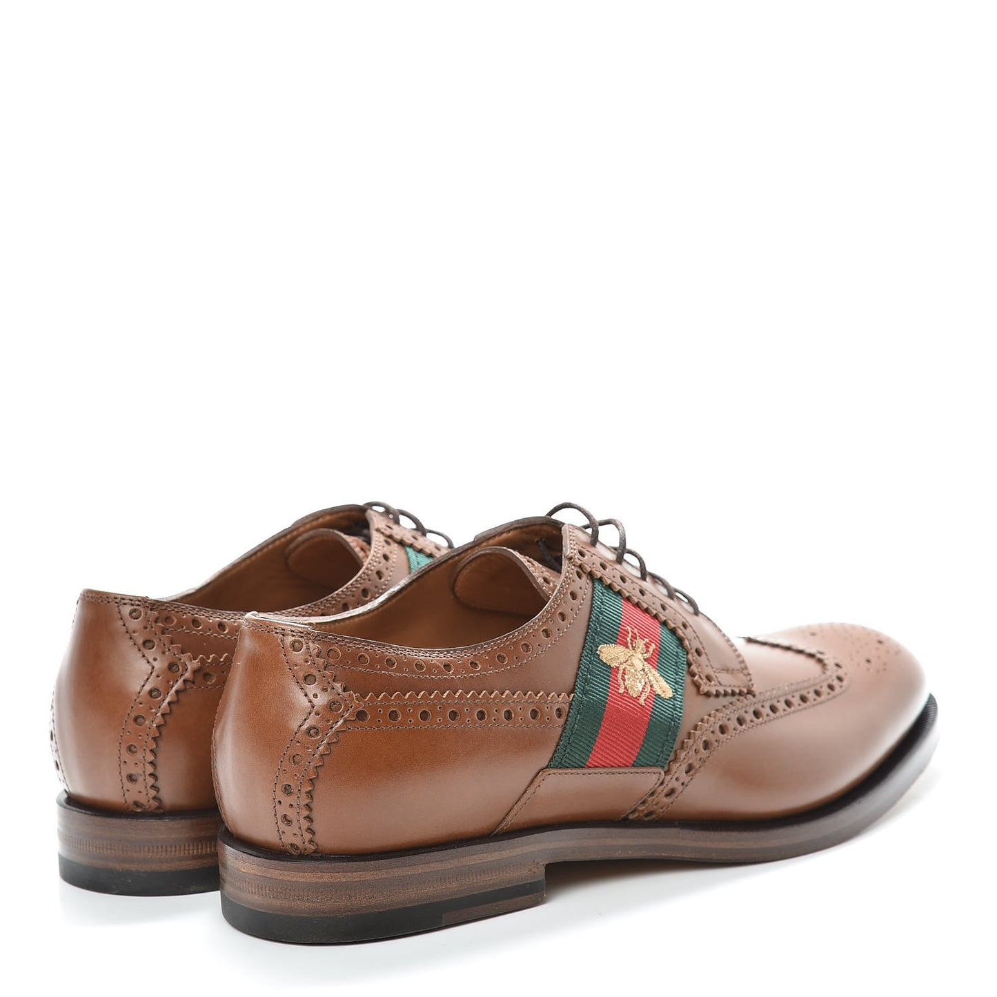 Calfskin Web Bee Embroidered Mens Lace Up Brogue Wingtip Derby Shoes 7 Cuir