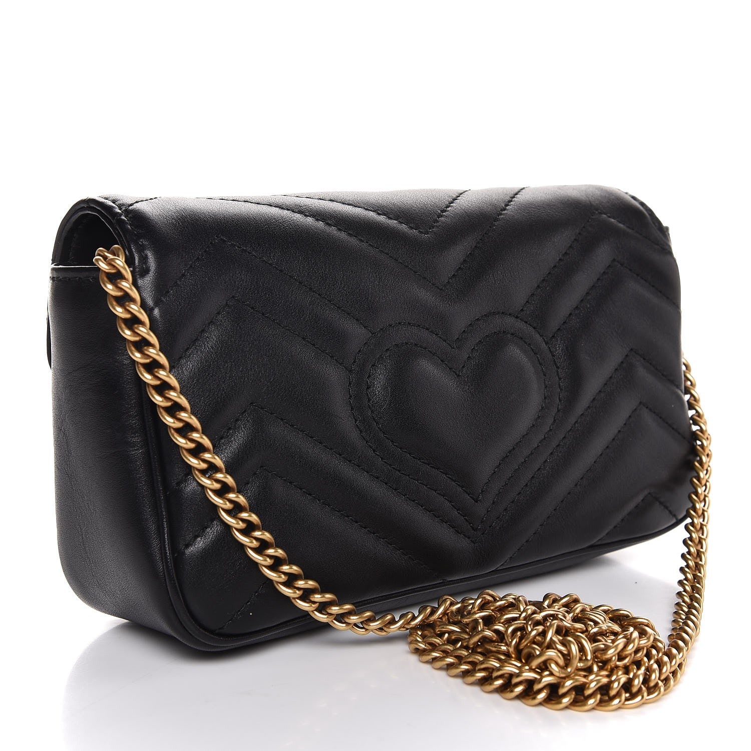 Gucci Calfskin Matelasse Super Mini GG Marmont Shoulder Bag Black 3 of 8