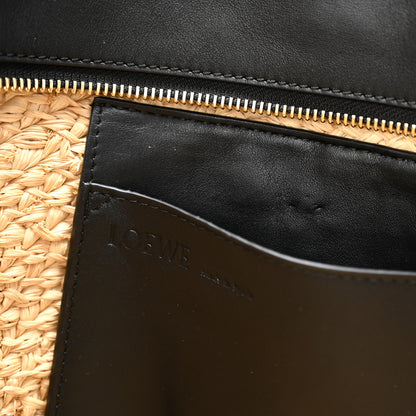 Loewe Raffia Nappa Calfskin Small Paseo Basket Bag Natural Black 10 of 14